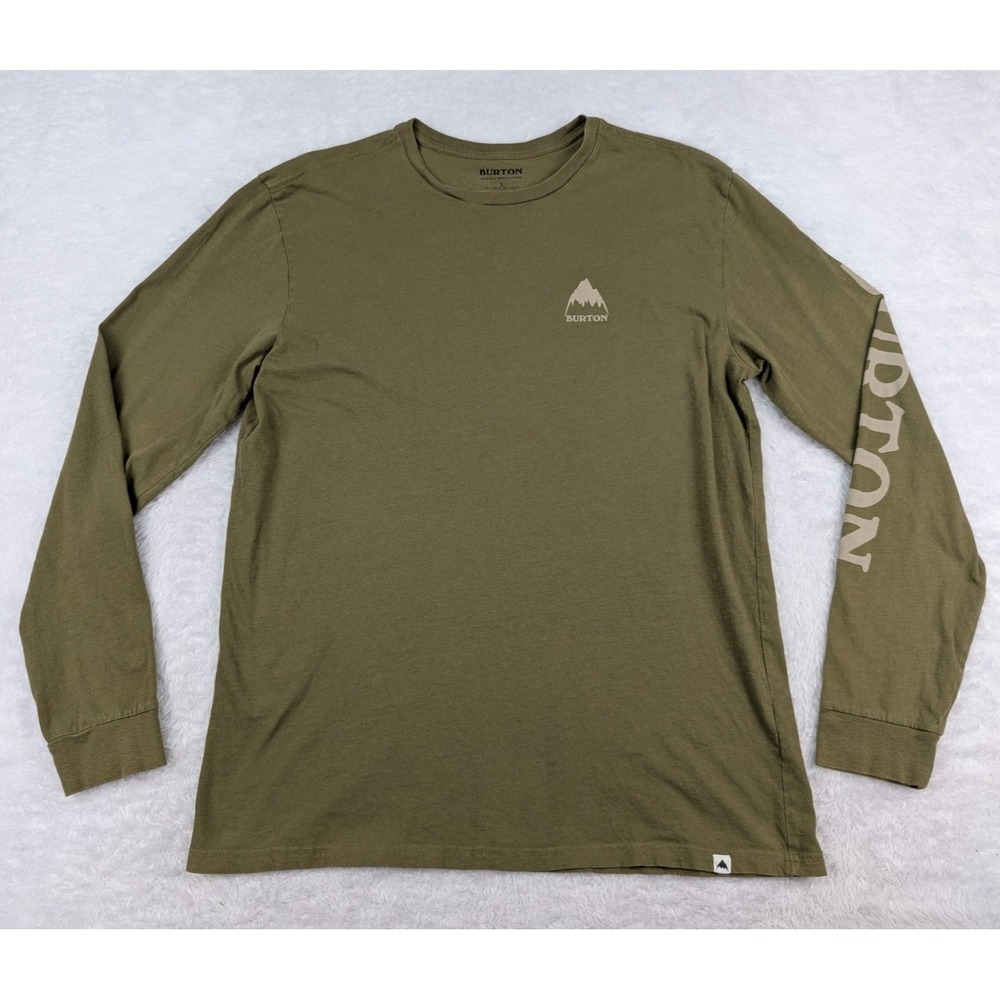 Burton Elite T Shirt Men's Size L Green Olive Crew Neck Long Sleeve 20392